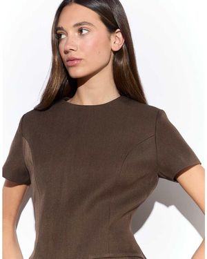 NARRATED Tailored Mini Dress - Brown