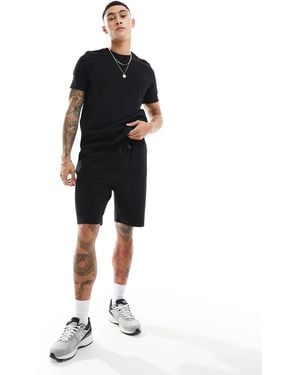 Bershka Waffle Textured Shorts - Black