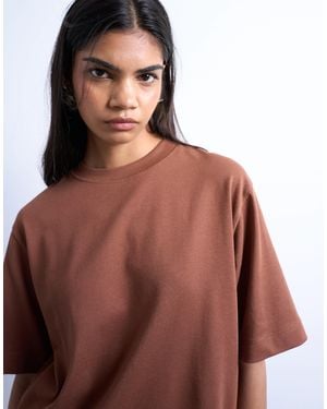 TOPSHOP – kurzärmliges basic-t-shirt aus hochwertigem material - Braun