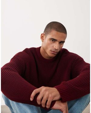 ASOS Oversized Gebreide Geribbelde Trui - Rood
