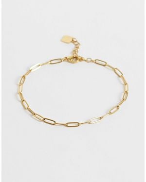 ASOS Asos Design Curve Chain Bracelet With Paperchain Links - White