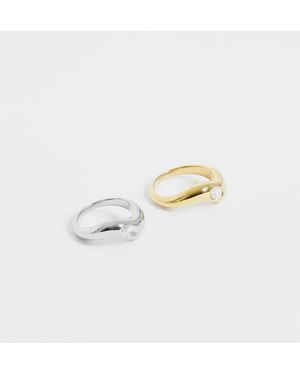 ASOS Set Van Twee Stapelringen Van Roestvrij Staal - Metallic