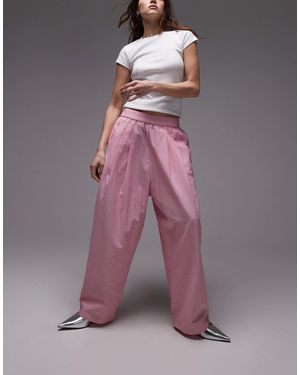 TOPSHOP Poplin Pull On Stripe Wide Leg Trouser - Purple