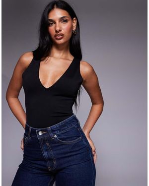 GOOD AMERICAN Sculpting V Neck Bodysuit - Blue