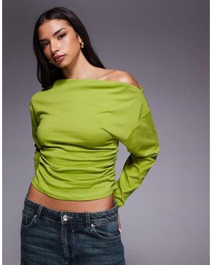 ASOS Top Asimmetrico A Maniche Lunghe Oliva Stretto - Verde