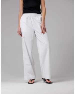 French Connection Cotton Blend Elasticated Straight Leg Poplin Trousers - White