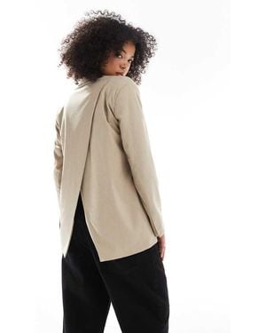 Pull&Bear Oversized Blazer With Crossover Back Detail - Natural