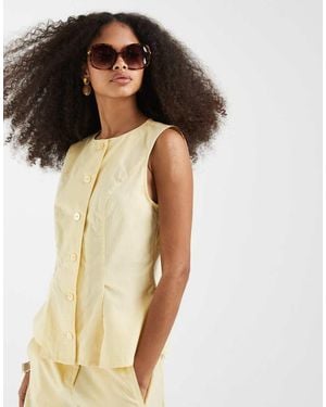 Vero Moda Linen Look Tailored Waistcoat Co-ord - Yellow