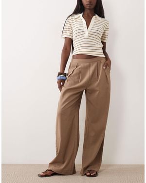 Threadbare Co-ord hose mit kellerfalte und weitem bein - Natur
