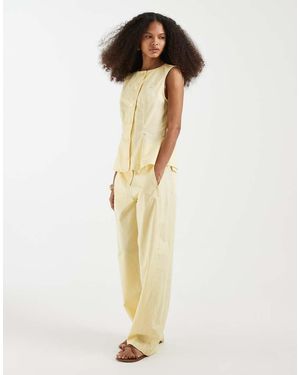 Vero Moda Elegante Broek Met Wijde Ronde Pijpen En Linnenlook - Naturel