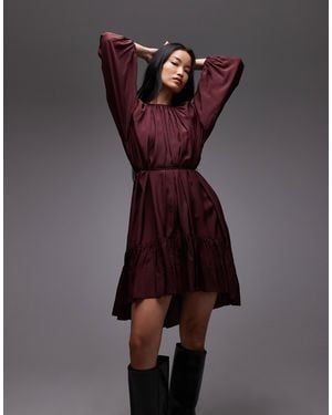 & Other Stories Long Sleeve Floaty Midi Dress With Ruffle Detail - Black