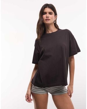Weekday Danya T-Shirt Squadrata Scuro - Nero