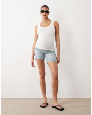 Mama.licious Mamalicious maternity – lang geschnittene basic-jeansshorts - Weiß