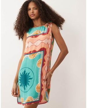 Nobody's Child Tie Detail Sleeveless Shift Mini Dress - Multicolour