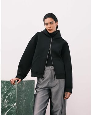 Weekday Scarlet Oversized Zip Through Hoodie - Black