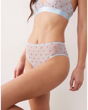 Lemonade Dolls Culotte taille haute en tulle à cœurs brodés - clair - Bleu