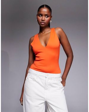 GOOD AMERICAN Body Met Diepe V-Hals - Oranje