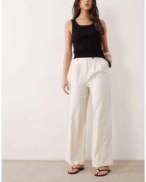 New Look Wide Leg Tailored Stripe Trousers - Natural