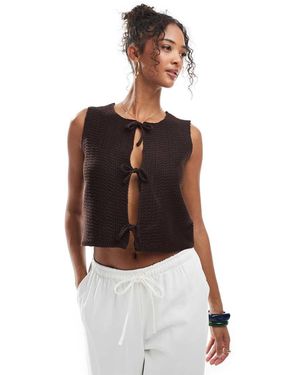 Threadbare Gebreid Gilet Met Gestrikte Voorkant - Wit