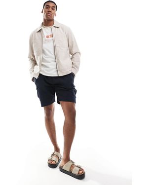 Hollister – chore-jacke aus strukturiertem leinen - Weiß