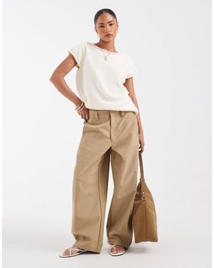 Only Petite Cargo Barrel Pants - Natural