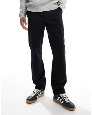Farah Pantalones Negros De Pernera Recta De Sarga Norwood De