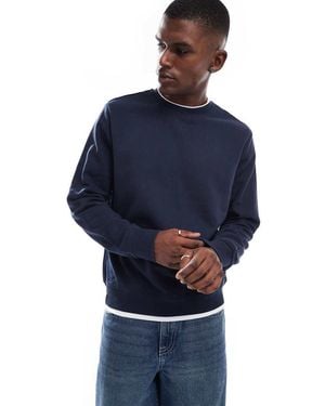 Threadbare Mock T-Shirt Crew Neck Sweatshirt - Blue