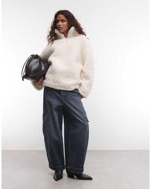 ASOS Borreguito De Pelo Largo Con Media Cremallera En-Blanco - Multicolor