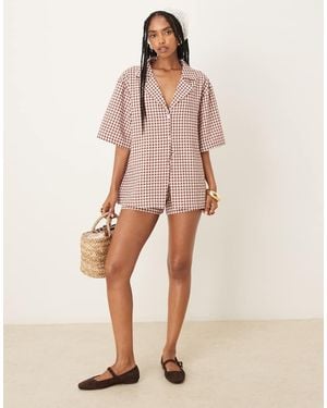 ASOS Revere Collar Resort Shirt - Natural