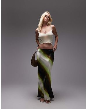TOPSHOP Satin Bias Maxi Skirt - Grey