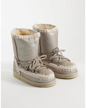 Mou Fur Cuff Shearling Lined Boots - Grey