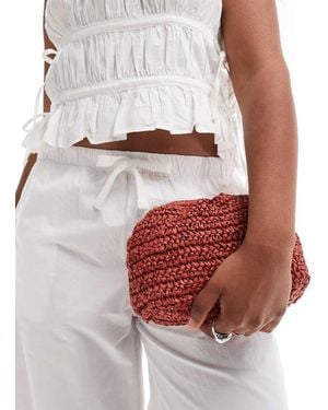 Mango Raffia Clutch Bag - White