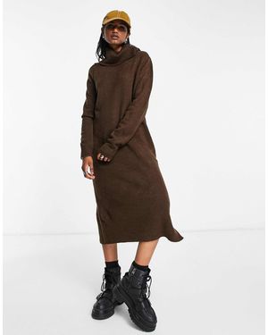 ONLY Roll Neck Midi Sweater Dress - Brown