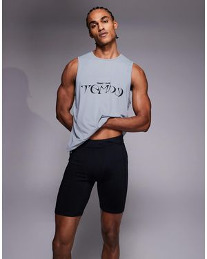 4505 Active Base Layer Quick Dry Running Half Tight With Reflective Graphic - Blue