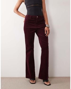 Nobody's Child Cotton Blend Mid Waist Boot Cut Cord Jeans - Red