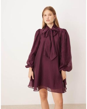 Glamorous Vestido Corto Color Baya Vaporoso De Estilo Boho De Chifón De -Rojo - Morado