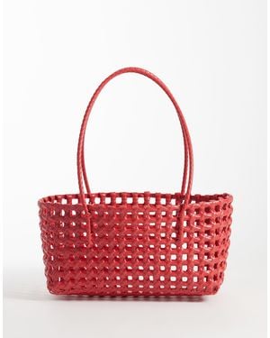 ASOS Plastic Weave Tote Bag - Red