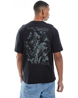 Only & Sons Oversized Fit T-shirt With Butterfly Back Print - Blue