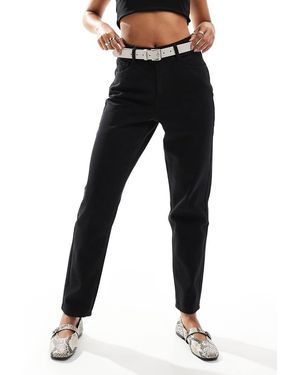 Pimkie Vaqueros Mom Negros De Talle Alto De - Azul