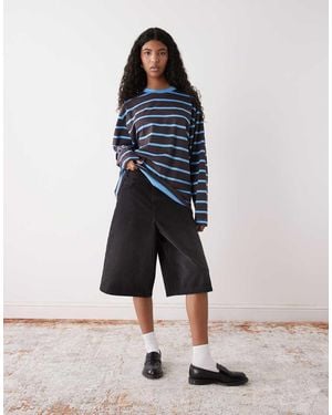 Collusion Boxy Long Sleeve Tee - Blue