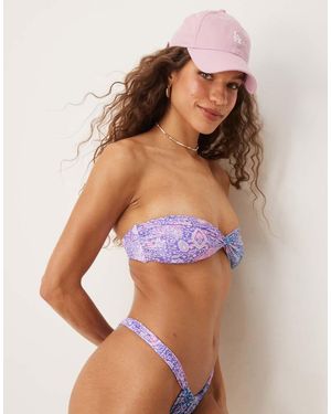 Kulani Kinis Top De Bikini Con Escote Palabra De Honor Y Detalle Retorcido Lilac Moon De - Morado