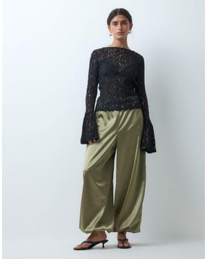 Miss Selfridge Satin Balloon Trouser - Natural