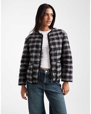 New Look Check Quilt Padded Jacket - Blue