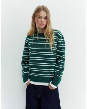 Pull&Bear – gestreifter pullover - Grün