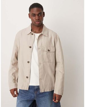 Mango Linen Mix Shacket - Natural