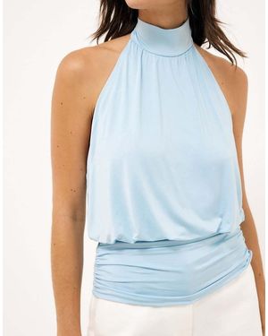 NA-KD Jersey Halterneck Open Back Top - Blue