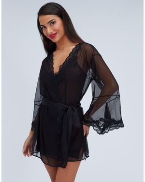 Boux Avenue Mallory Mesh Kimono Robe Soft Sheer Comfy Nightwear - Blue