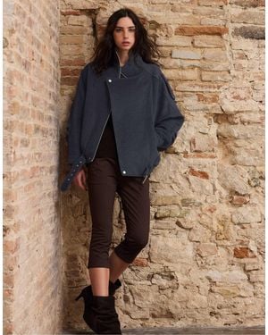 Stradivarius Jacke mit gürtel und patten - Blau