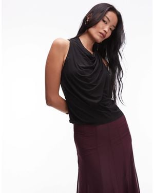& Other Stories Halterneck Drapey Top - Black