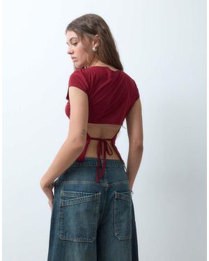 Collusion Tie Back Slinky Top - Red